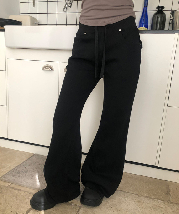 【丈別】ローライズブーツカットパンツ BLACK