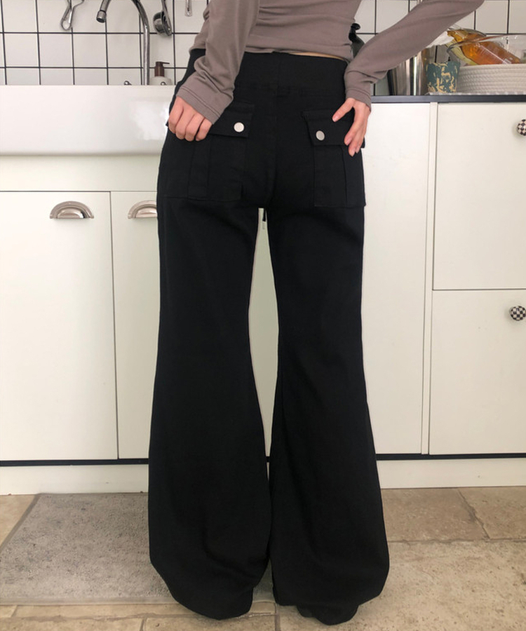 【丈別】ローライズブーツカットパンツ BLACK