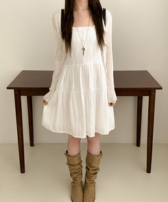 レースフラワーパンチングミニワンピース IVORY