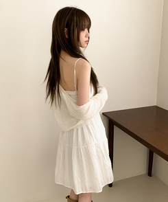 レースフラワーパンチングミニワンピース IVORY