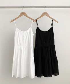 レースフラワーパンチングミニワンピース