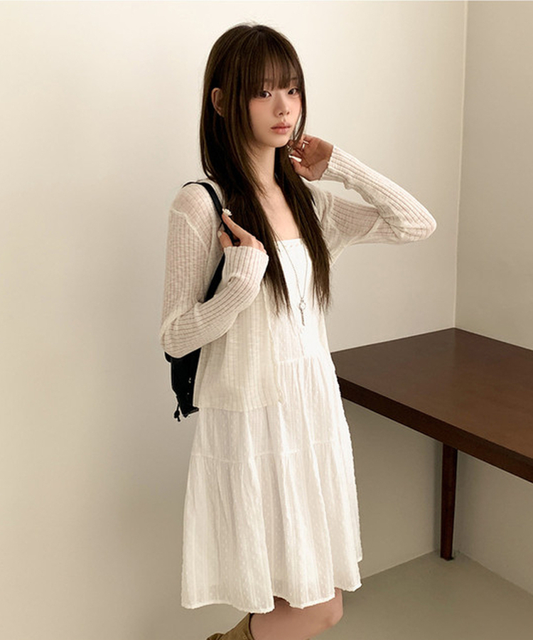 レースフラワーパンチングミニワンピース IVORY