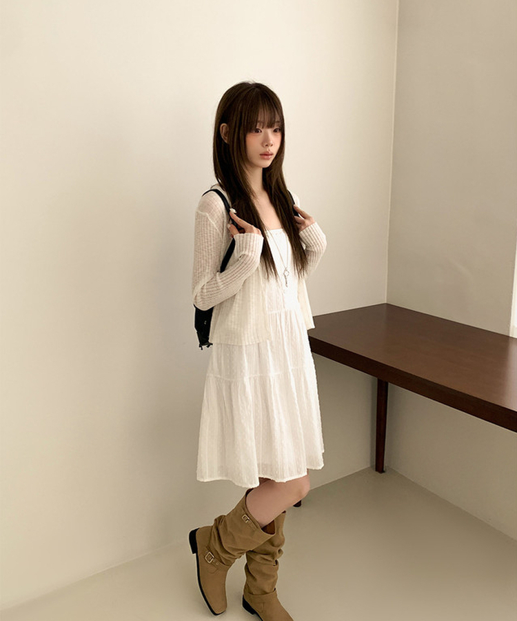 レースフラワーパンチングミニワンピース IVORY