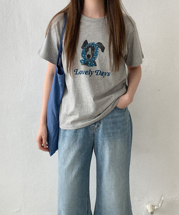 コットンプリント半袖Tシャツ GREY
