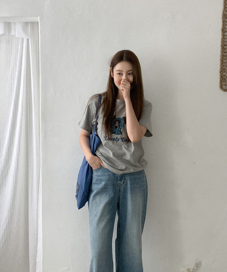 コットンプリント半袖Tシャツ GREY