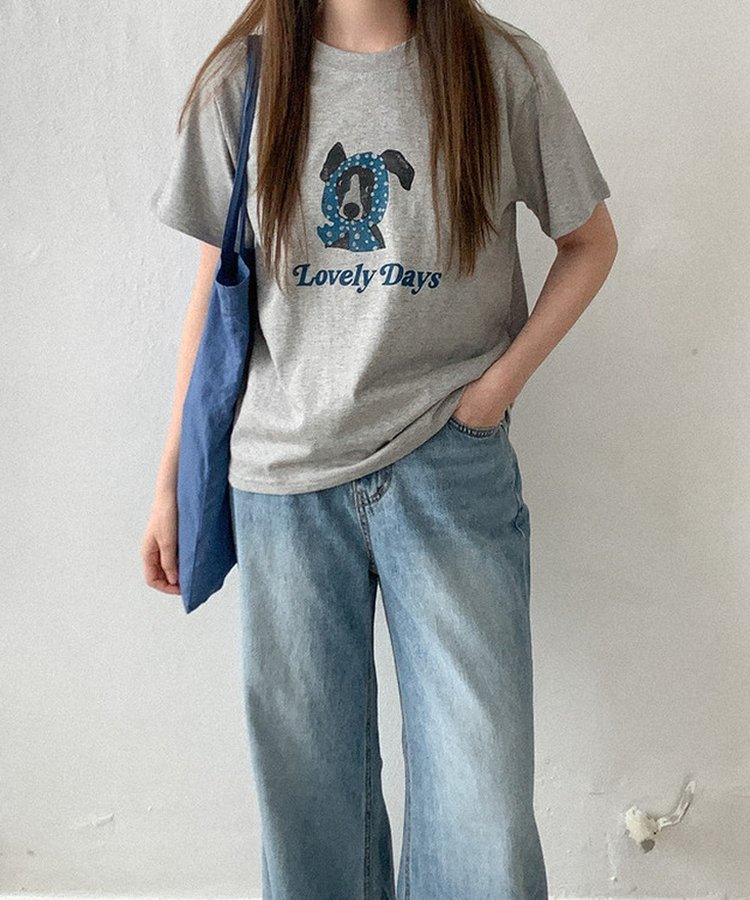 コットンプリント半袖Tシャツ GREY