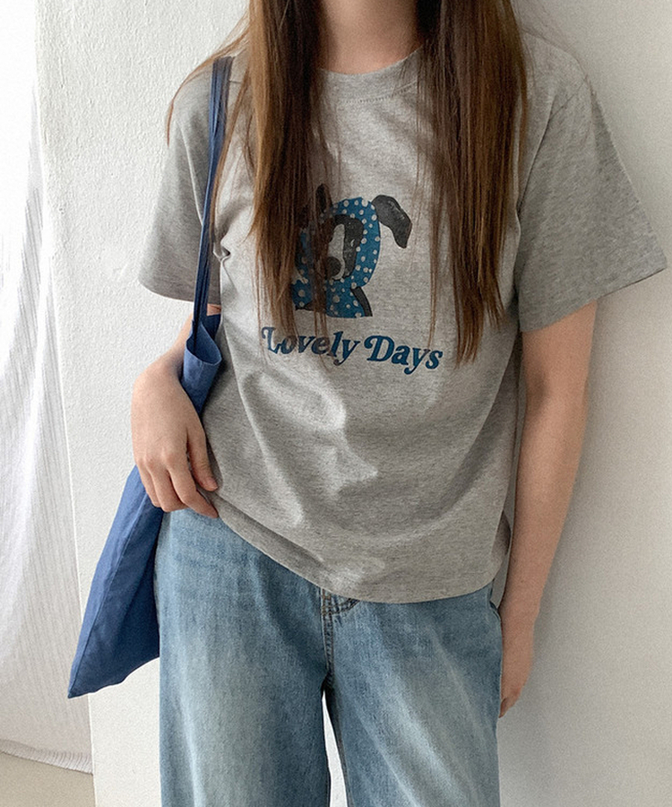 コットンプリント半袖Tシャツ GREY