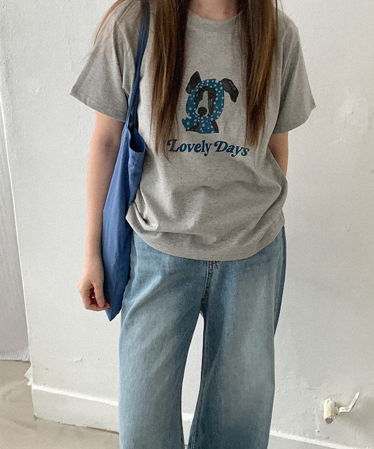 コットンプリント半袖Tシャツ GREY