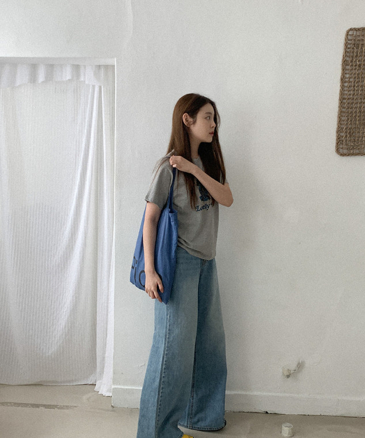 コットンプリント半袖Tシャツ GREY