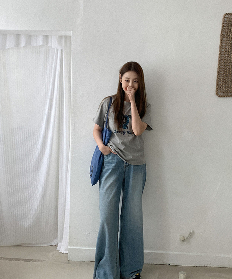 コットンプリント半袖Tシャツ GREY