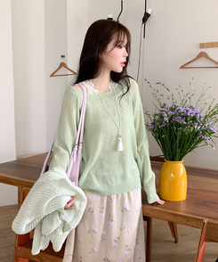 シンプルボートネックニット(7color) MINT