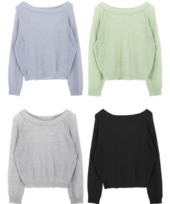 シンプルボートネックニット(7color)