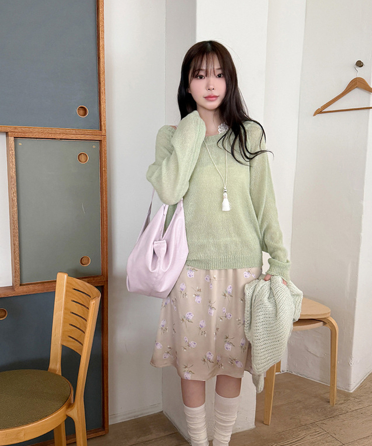 シンプルボートネックニット(7color) MINT