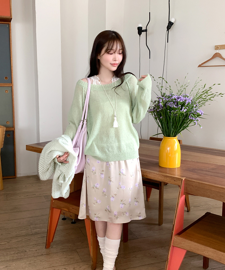 シンプルボートネックニット(7color) MINT