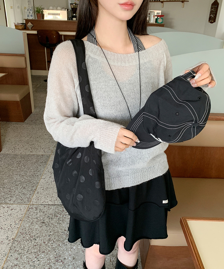 シンプルボートネックニット(7color) GREY