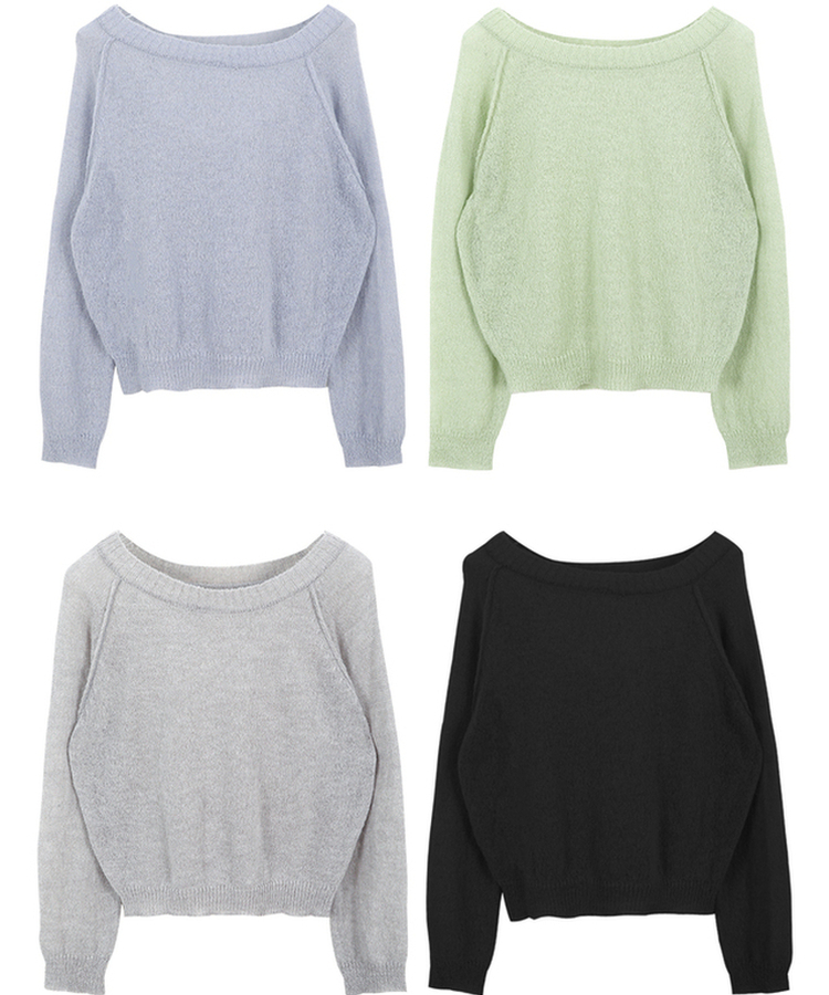 シンプルボートネックニット(7color)