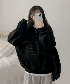 オーバーフィットポケットフードトレーナー BLACK