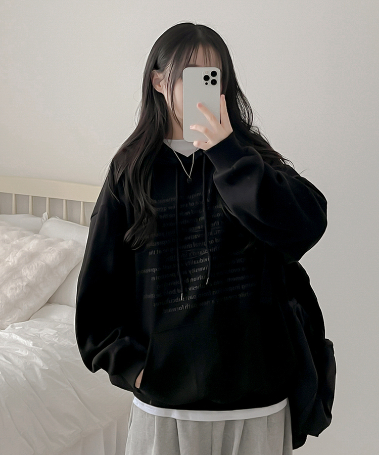 オーバーフィットポケットフードトレーナー BLACK