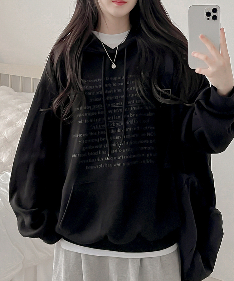 オーバーフィットポケットフードトレーナー BLACK