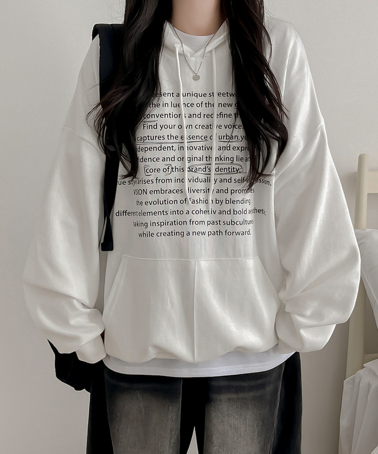 オーバーフィットポケットフードトレーナー IVORY