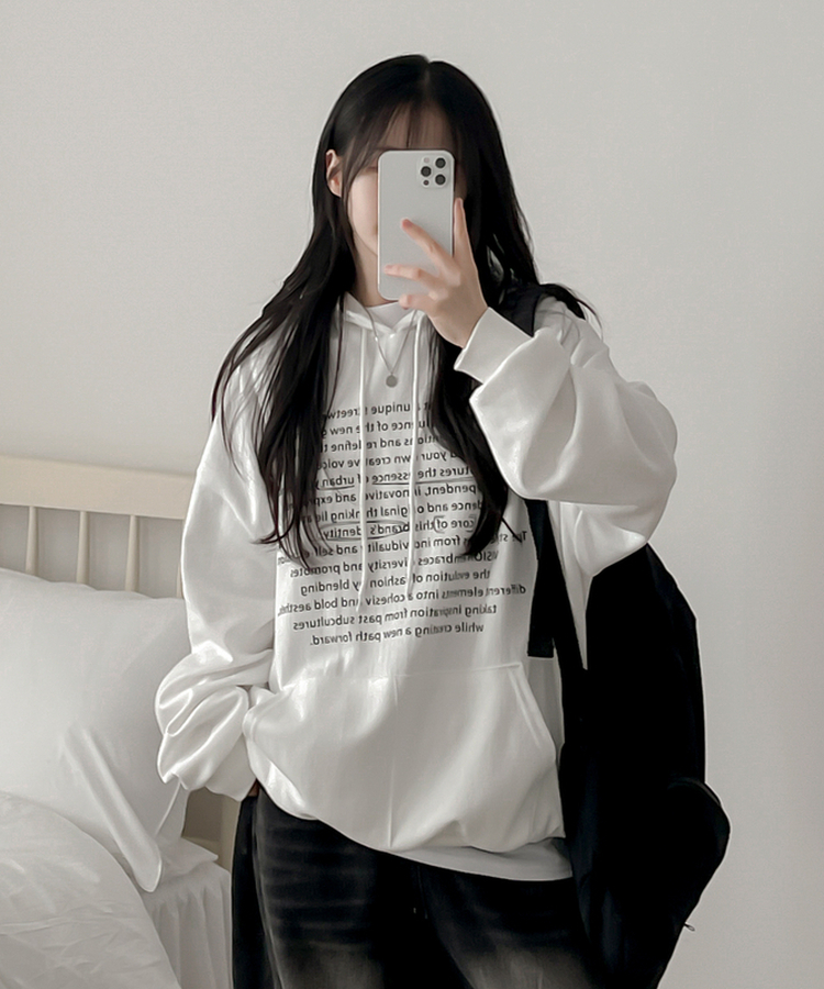 オーバーフィットポケットフードトレーナー IVORY