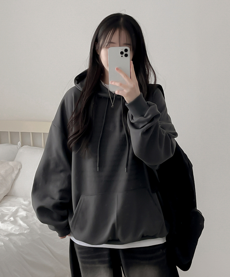 オーバーフィットポケットフードトレーナー CHARCOAL