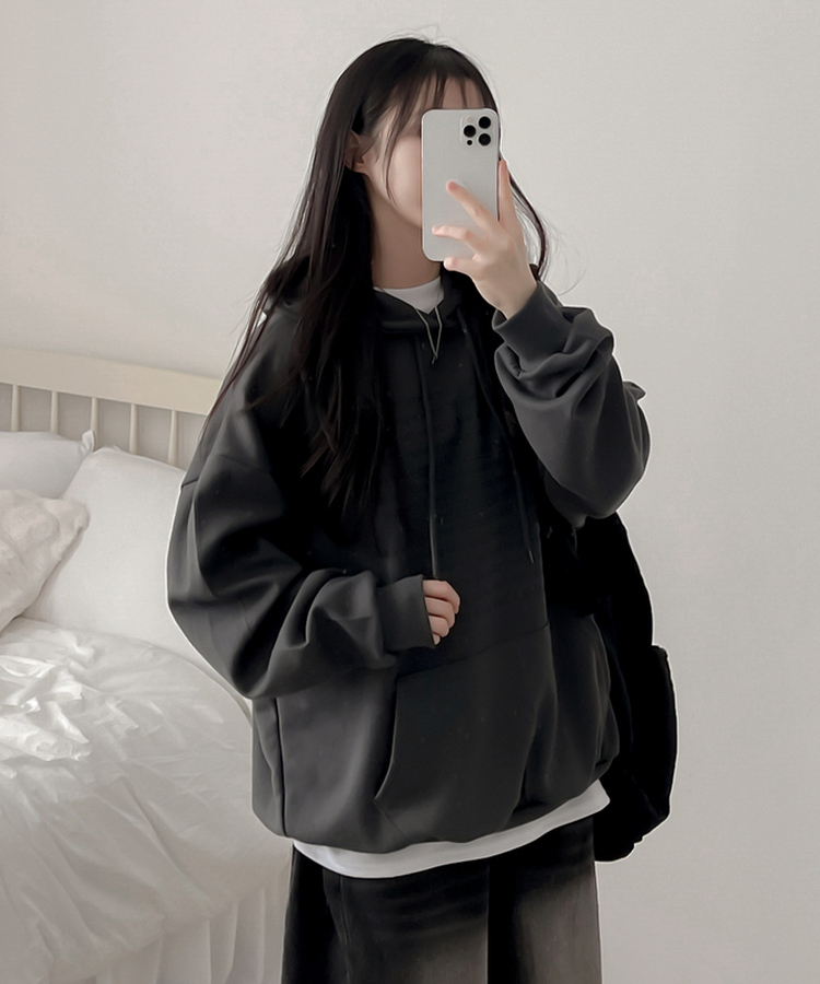 オーバーフィットポケットフードトレーナー CHARCOAL