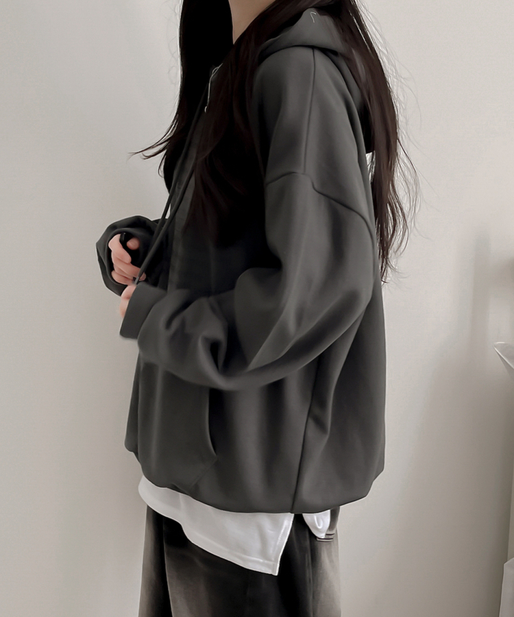 オーバーフィットポケットフードトレーナー CHARCOAL