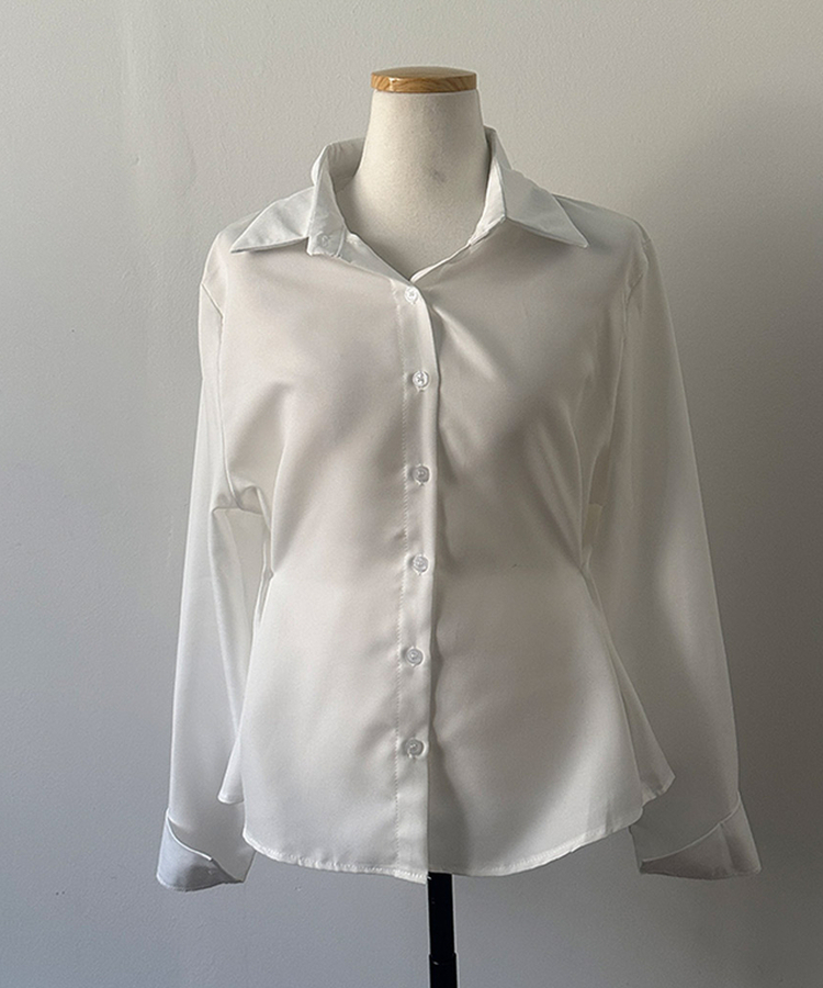 아연 사이드 스냅 허리잘록 여리핏 셔츠