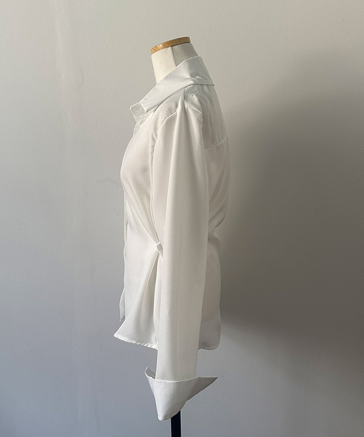 아연 사이드 스냅 허리잘록 여리핏 셔츠