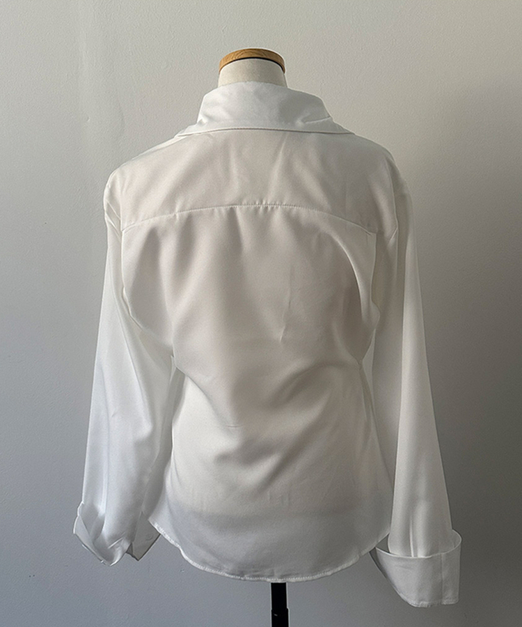 아연 사이드 스냅 허리잘록 여리핏 셔츠