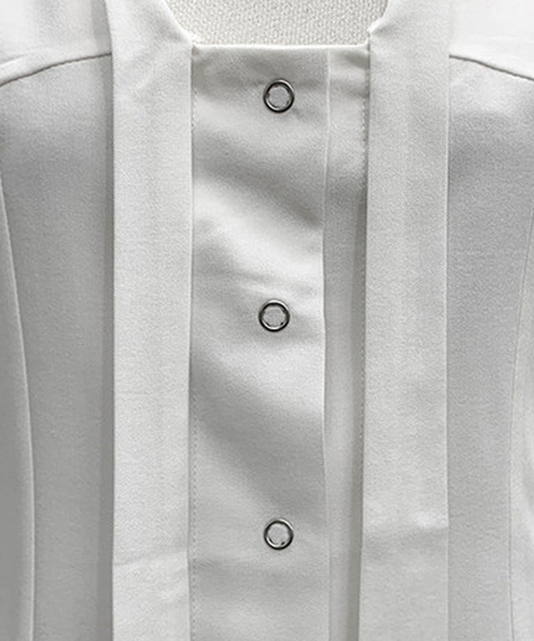 リボンタイスリムボタンブラウス