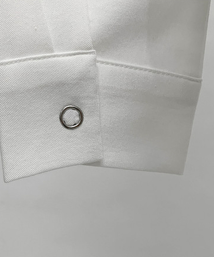 リボンタイスリムボタンブラウス