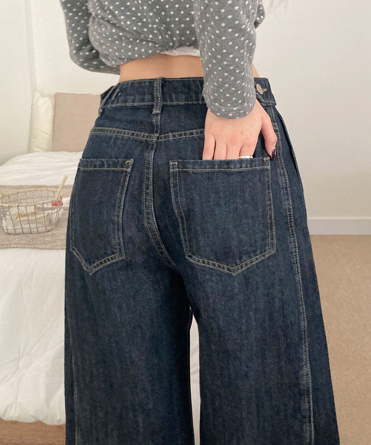 단독특가 레든 버튼비죠 사이드절개 와이드 데님 롱 와이드 팬츠 그레이시진청