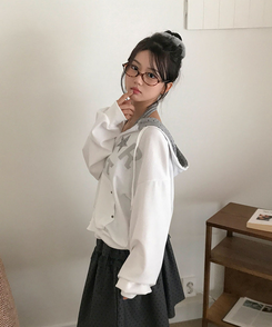 スタッズポケットドットフードジップアップ IVORY