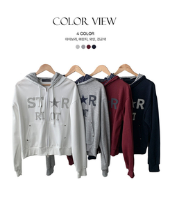 スタッズポケットドットフードジップアップ