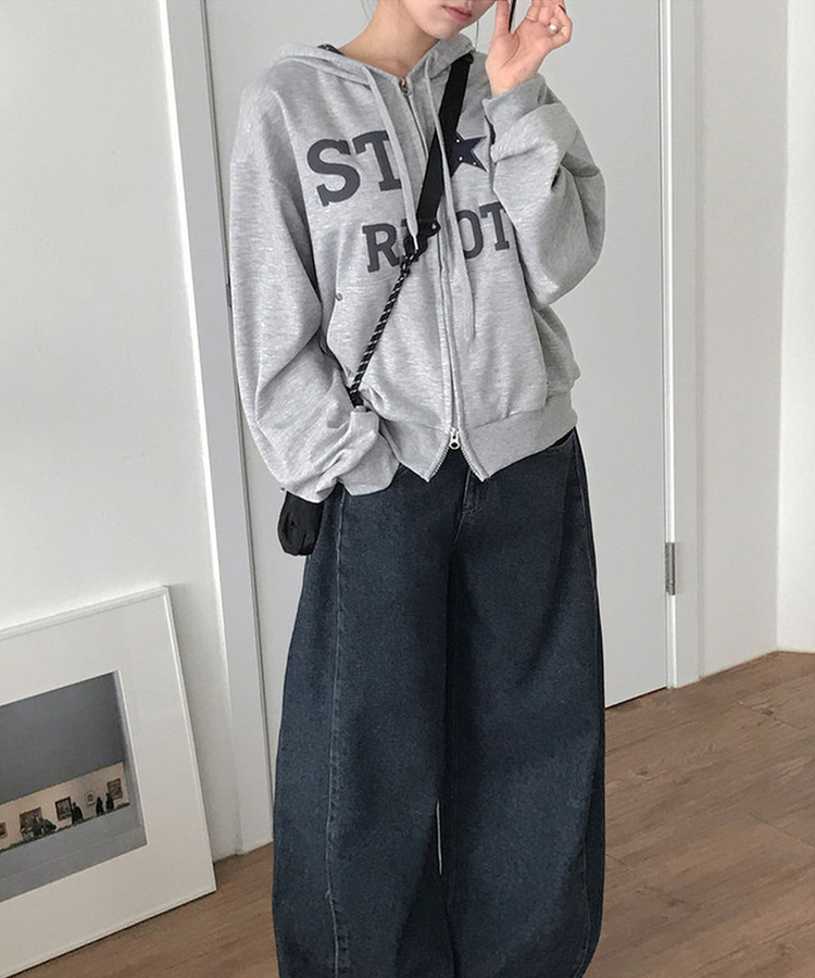 スタッズポケットドットフードジップアップ MELANGE