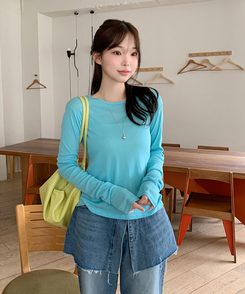 デイリーラウンド長袖Tシャツ(9color) TEEL BLUE