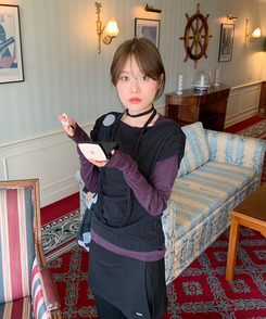 デイリーラウンド長袖Tシャツ(9color) DARK PURPLE