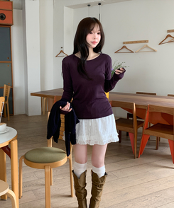 デイリーラウンド長袖Tシャツ(9color) DARK PURPLE