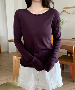 デイリーラウンド長袖Tシャツ(9color) DARK PURPLE