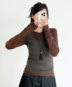 デイリーラウンド長袖Tシャツ(9color) BROWN