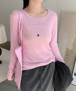 デイリーラウンド長袖Tシャツ(9color) PINK