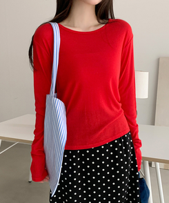 デイリーラウンド長袖Tシャツ(9color) RED