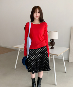 デイリーラウンド長袖Tシャツ(9color) RED