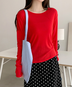 デイリーラウンド長袖Tシャツ(9color) RED