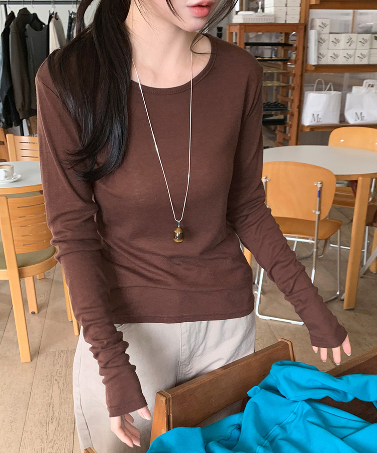 デイリーラウンド長袖Tシャツ(9color) BROWN