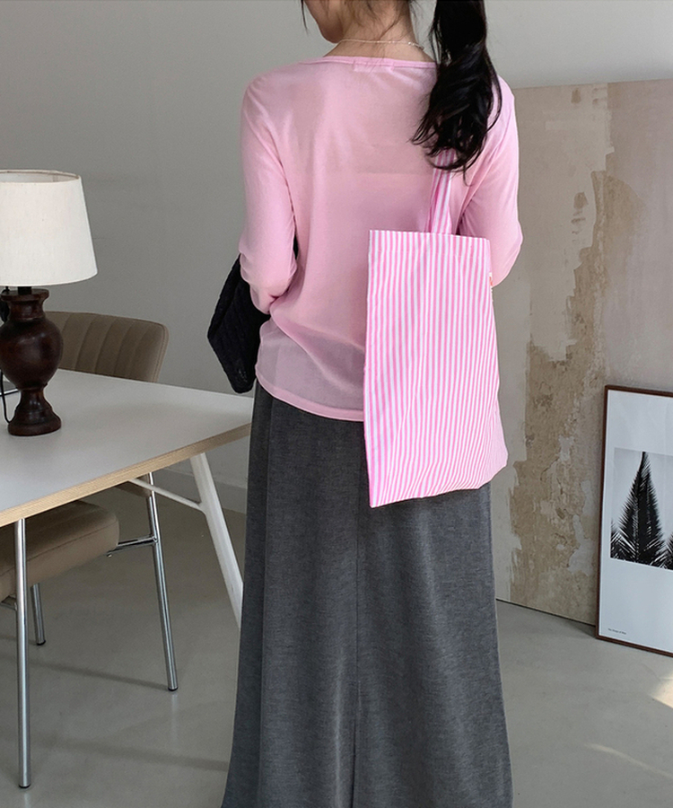 デイリーラウンド長袖Tシャツ(9color) PINK