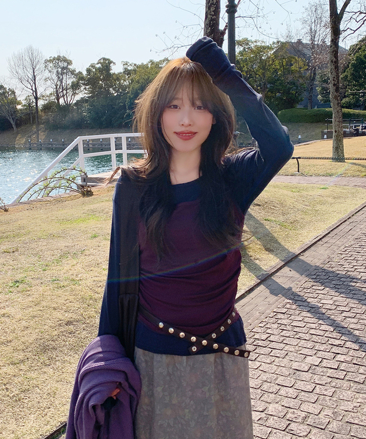 デイリーラウンド長袖Tシャツ(9color) NAVY