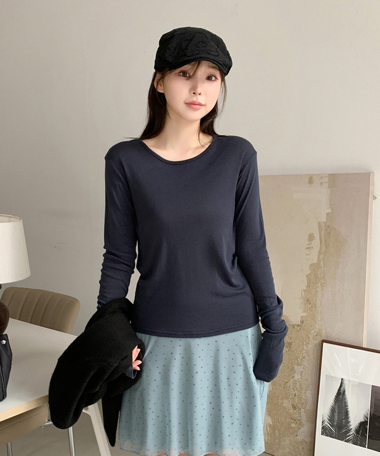 デイリーラウンド長袖Tシャツ(9color) NAVY